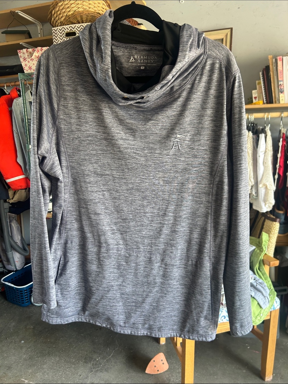 Bermuda Sands Men's Gray Turtleneck Pullover with Bill Roberts Golf Club Logo